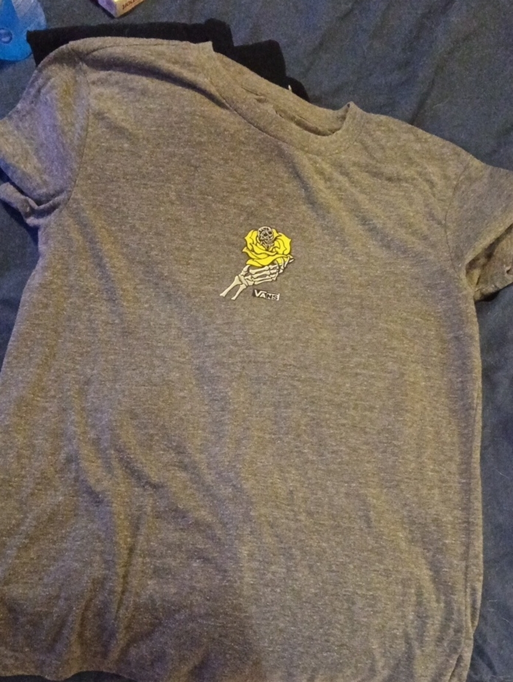 Vans Grey Short-Sleeve Tee with Yellow Rose Chest Graphic